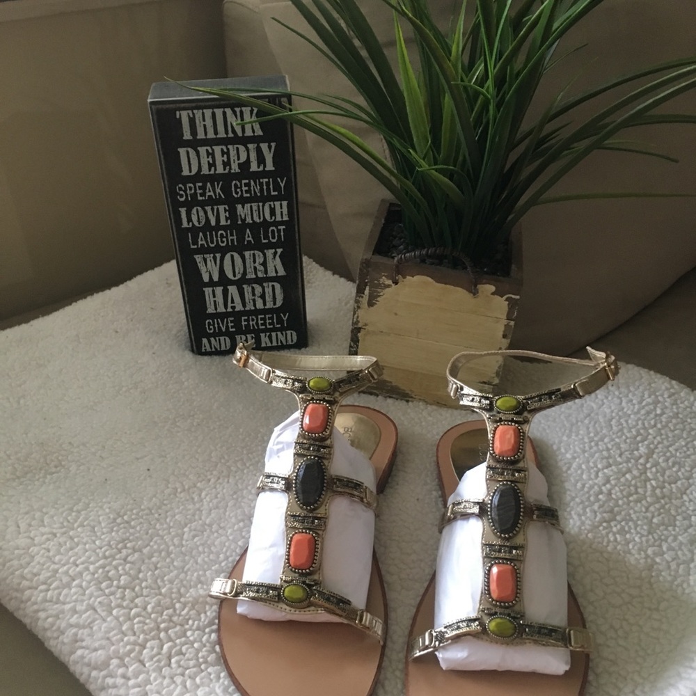 Bcbgeneration Gold Gemstone Gladiator Sandals - image 2